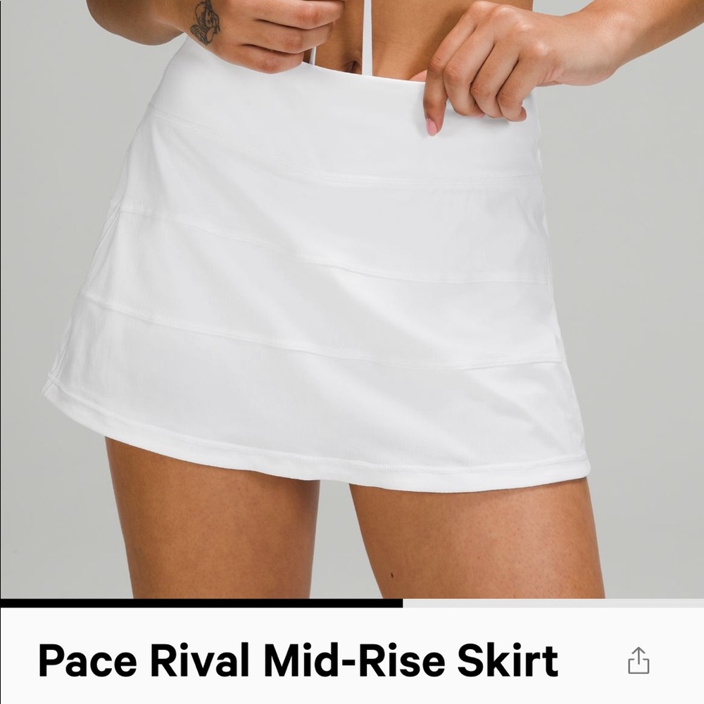 Used size 6 Lululemon white pace rival skirt